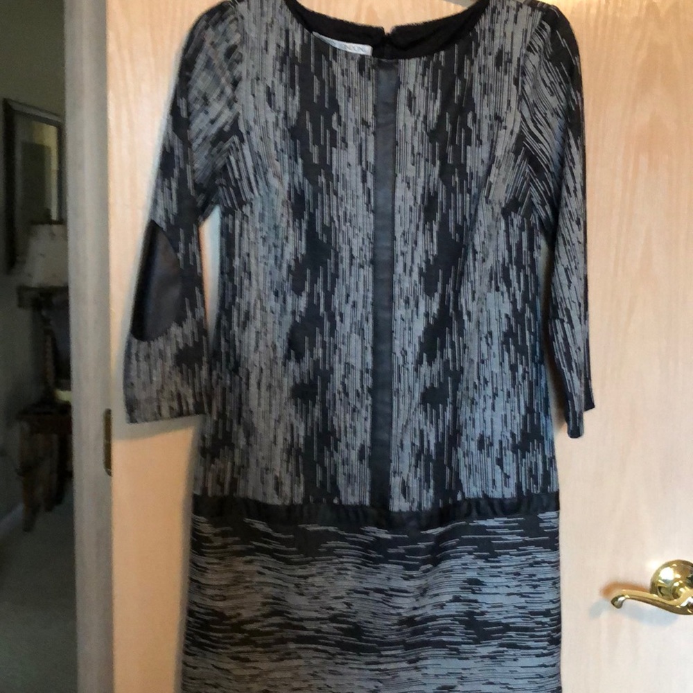Black and white shift dress with